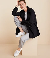 Lou & Grey Sporty Ponte Hooded Double Breasted Blazer