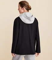 Lou & Grey Sporty Ponte Hooded Double Breasted Blazer