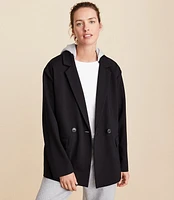 Lou & Grey Sporty Ponte Hooded Double Breasted Blazer