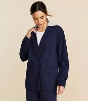 Lou & Grey Sporty Ponte Hooded Double Breasted Blazer