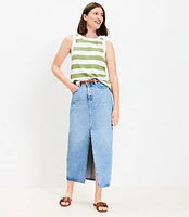 Petite Denim Midi Skirt Classic Mid Wash