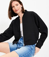 Petite Crepe Bomber Jacket