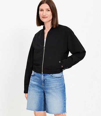 Petite Crepe Bomber Jacket