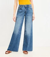 Mid Rise Wide Leg Jeans Classic Wash