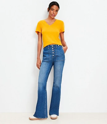 High Rise Relaxed Flare Jeans Mid Vintage Wash