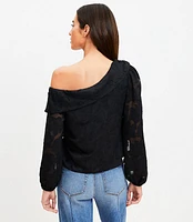 Floral Jacquard One Shoulder Blouse