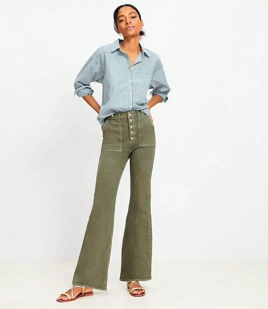 High Rise Relaxed Flare Jeans Evening Olive