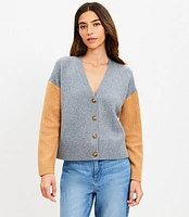 Colorblock Ribbed Sleeve V-Neck Cardigan