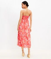 Ikat Floral Clip Keyhole Strappy Midi Dress