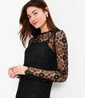 Lace Long Sleeve Mini Dress