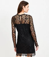 Lace Long Sleeve Mini Dress