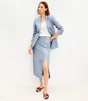 Petite Chambray Linen Oversized Modern Blazer