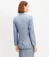 Petite Chambray Linen Oversized Modern Blazer