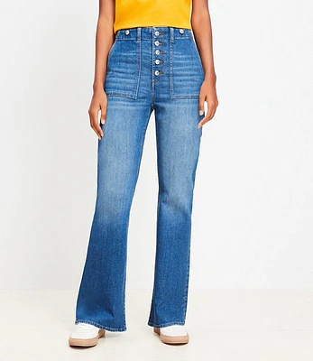 Curvy High Rise Relaxed Flare Jeans Mid Vintage Wash