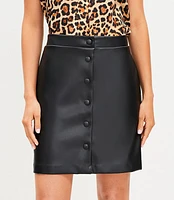 Faux Leather Snap Mini Skirt