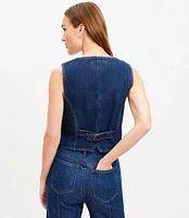 Petite Denim Vest in Authentic Dark Wash