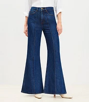 Petite High Rise Super Flare Jeans Refined Mid Indigo Wash