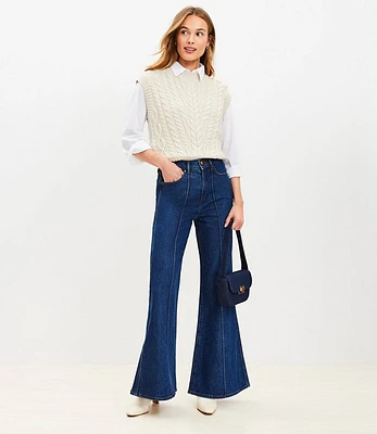 Petite High Rise Super Flare Jeans Refined Mid Indigo Wash