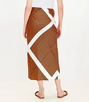 Petite Striped Satin Bias Midi Wrap Skirt