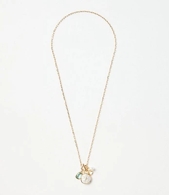 Pearlized Cluster Toggle Necklace