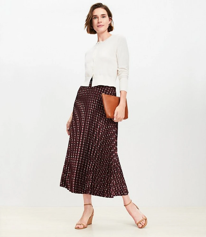 Petite Bow Pleated Midi Skirt