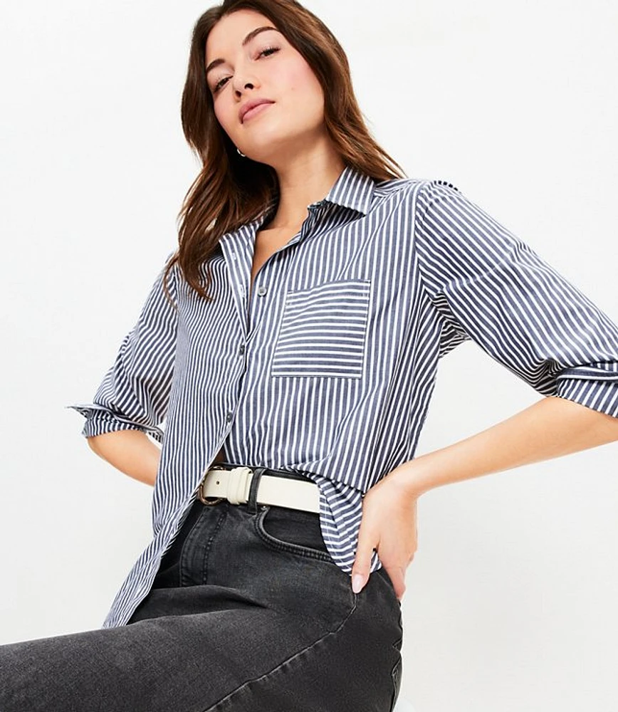 Striped Poplin Everyday Relaxed Pocket Shirt