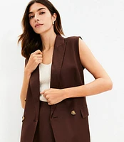 Petite Linen Blend Double Breasted Vest