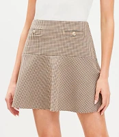 Plaid Button Flounce Mini Skirt