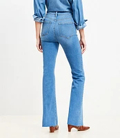 Petite Fresh Cut High Rise Slim Flare Jeans Light Wash Indigo