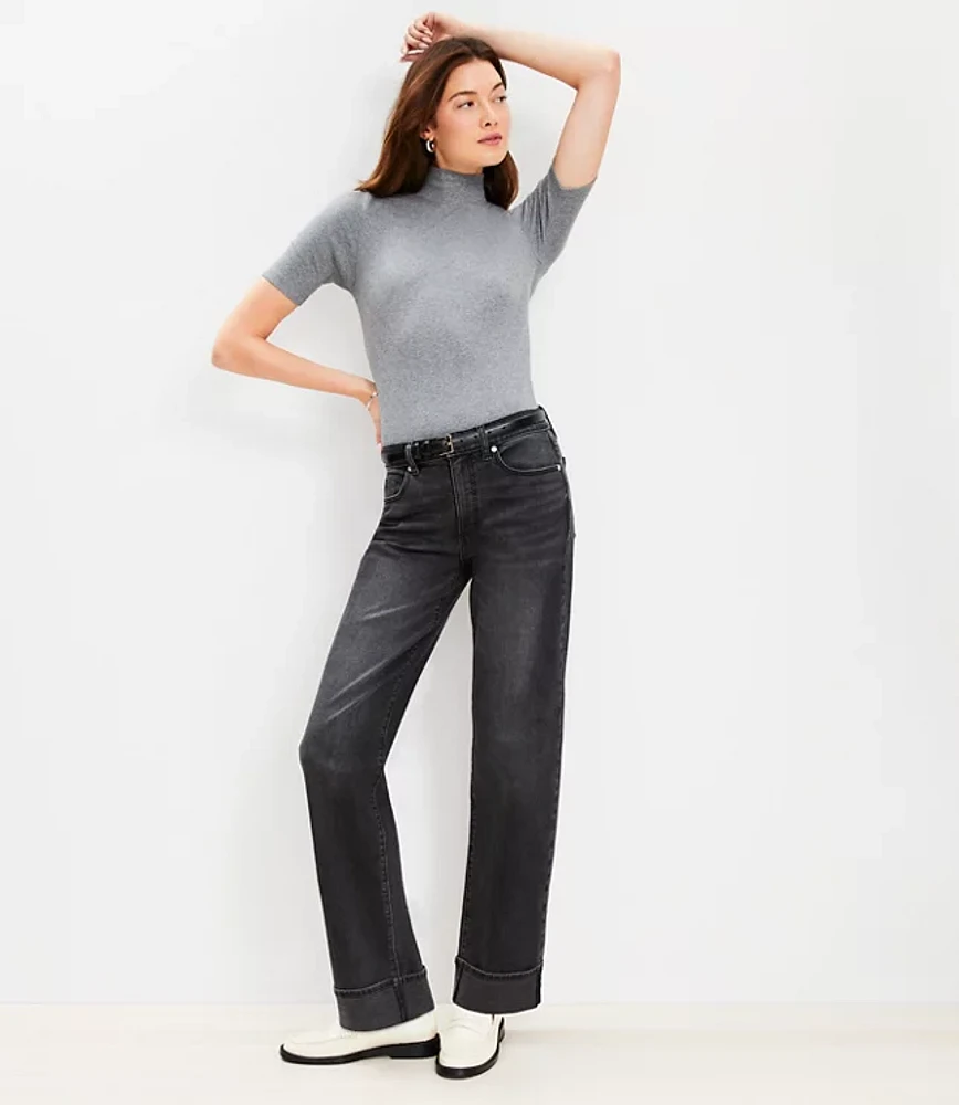 Petite Slouchy Boyfriend Jeans Washed Black Wash