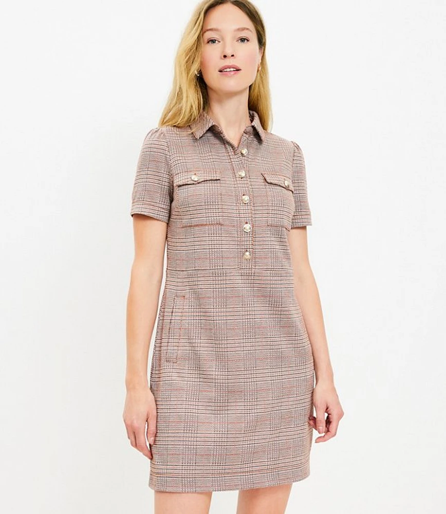 Plaid Mini Shift Pocket Dress