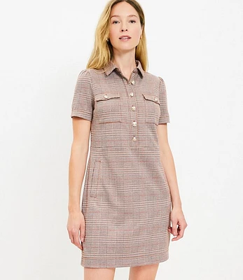 Plaid Mini Shift Pocket Dress