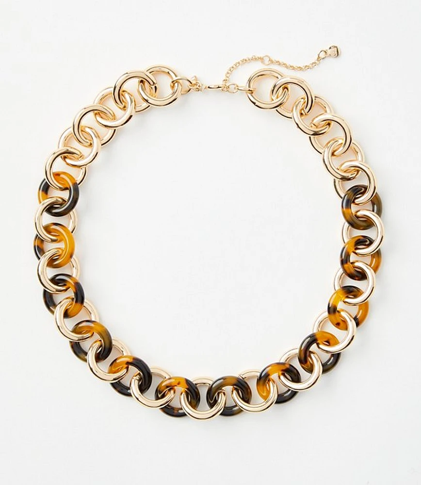 Tortoiseshell Print Link Statement Necklace