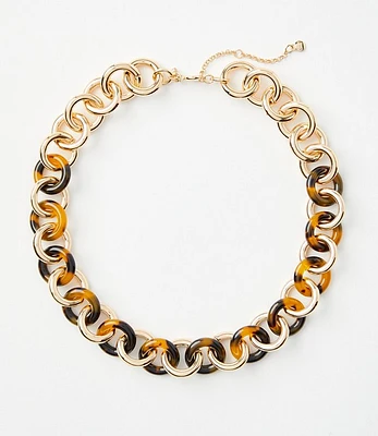 Tortoiseshell Print Link Statement Necklace