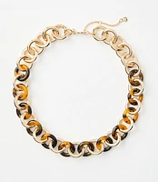 Tortoiseshell Print Link Statement Necklace