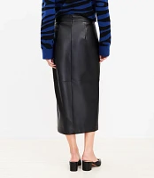 Petite Faux Leather Midi Wrap Skirt