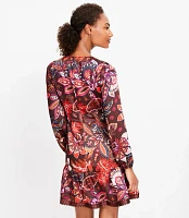 Petite Paisley Shoulder Button Flounce Dress