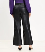 Petite Curvy Palmer Wide Leg Crop Pants Faux Leather