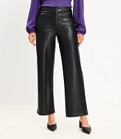 Petite Curvy Palmer Wide Leg Crop Pants Faux Leather