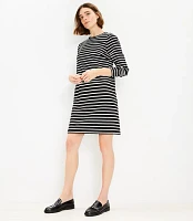 Petite Striped Ottoman Mock Neck Dress