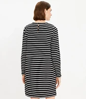 Petite Striped Ottoman Mock Neck Dress