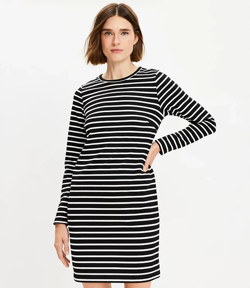 Petite Striped Ottoman Mock Neck Dress