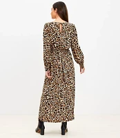 Petite Leopard Print Smocked Waist Maxi Dress