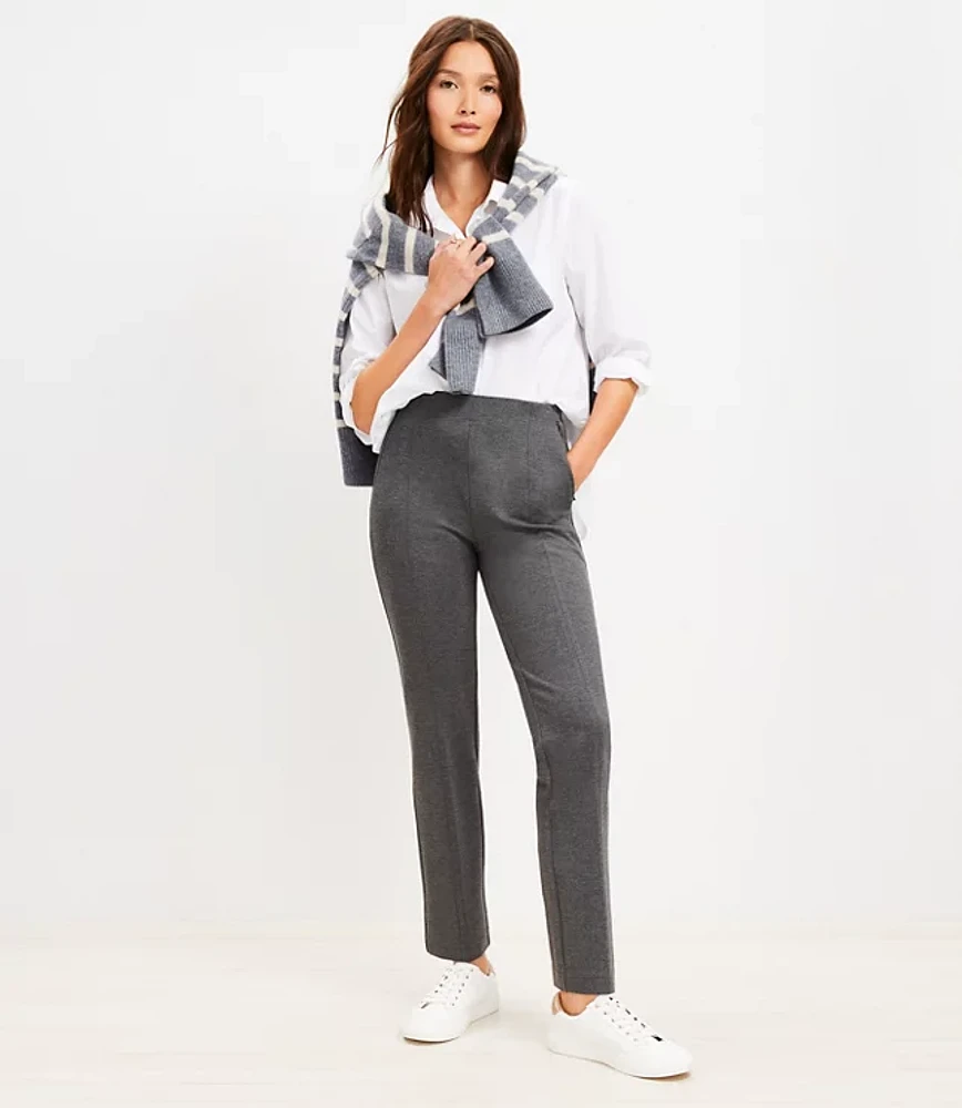 Petite Heathered Ponte Straight Pants