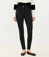 Petite Faux Suede Seamed Ponte Leggings