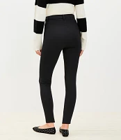 Petite Faux Suede Seamed Ponte Leggings