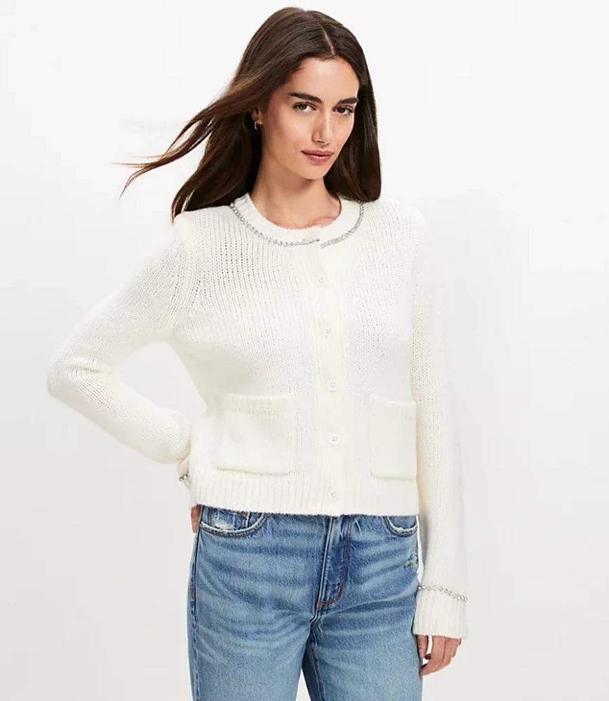 Sparkle Trim Sweater Jacket