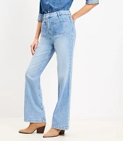 Patch Pocket High Rise Relaxed Flare Jeans Light Vintage Indigo Wash