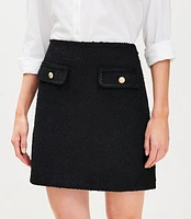 Petite Tweed Mini Button Pocket Skirt