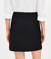 Petite Tweed Mini Button Pocket Skirt